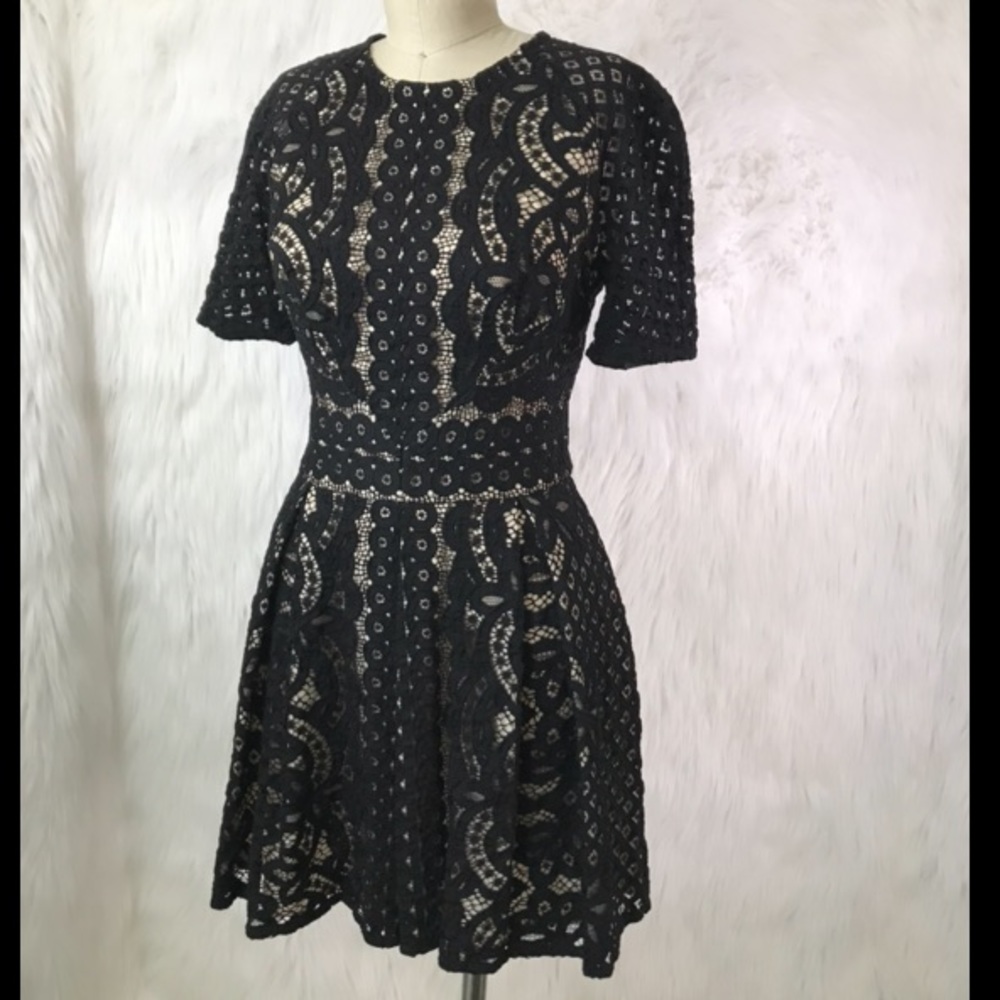 Lover the label Black Lace Skater Dress 6 $995